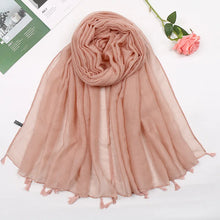 Load image into Gallery viewer, 31 Colors Plain Solid Tassel Viscose Shawl Scarf Lady High Quality
