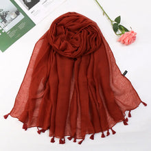 Load image into Gallery viewer, 31 Colors Plain Solid Tassel Viscose Shawl Scarf Lady High Quality
