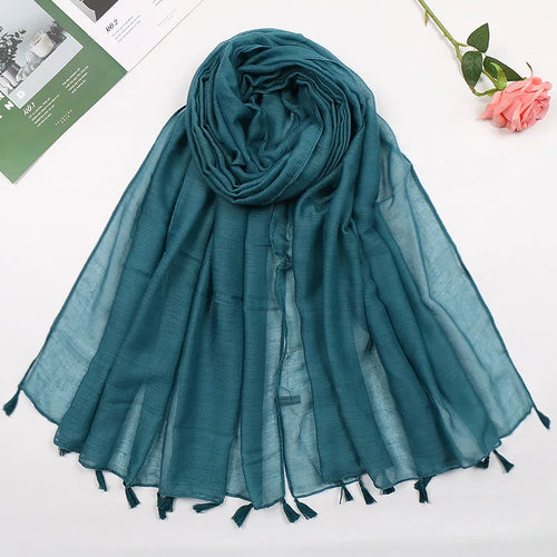 31 Colors Plain Solid Tassel Viscose Shawl Scarf Lady High Quality