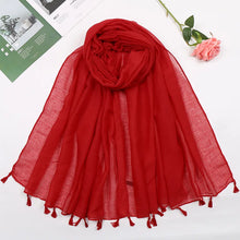 Load image into Gallery viewer, 31 Colors Plain Solid Tassel Viscose Shawl Scarf Lady High Quality
