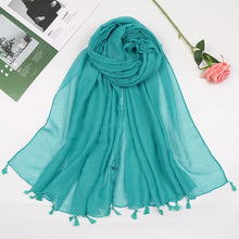 Load image into Gallery viewer, 31 Colors Plain Solid Tassel Viscose Shawl Scarf Lady High Quality
