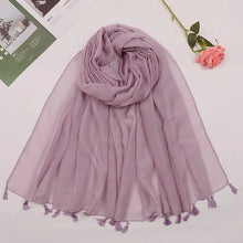 Load image into Gallery viewer, 31 Colors Plain Solid Tassel Viscose Shawl Scarf Lady High Quality
