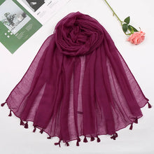 Load image into Gallery viewer, 31 Colors Plain Solid Tassel Viscose Shawl Scarf Lady High Quality
