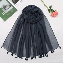 Load image into Gallery viewer, 31 Colors Plain Solid Tassel Viscose Shawl Scarf Lady High Quality
