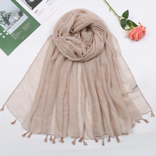 Load image into Gallery viewer, 31 Colors Plain Solid Tassel Viscose Shawl Scarf Lady High Quality
