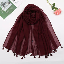 Load image into Gallery viewer, 31 Colors Plain Solid Tassel Viscose Shawl Scarf Lady High Quality
