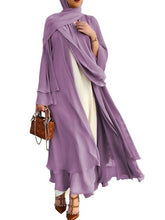 Load image into Gallery viewer, Dubai Chiffon Kaftan Open Abaya Long Dress Robe
