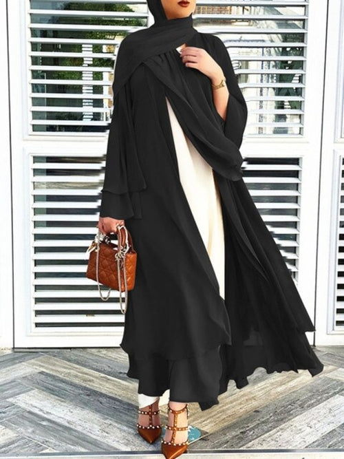 Dubai Chiffon Kaftan Open Abaya Long Dress Robe