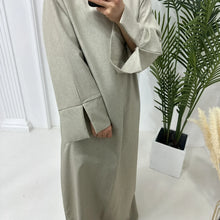 Load image into Gallery viewer, Closed Linen Abaya Dubai Luxury Plain Muslim Hijab Dress  Casual
