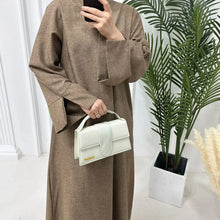 Load image into Gallery viewer, Closed Linen Abaya Dubai Luxury Plain Muslim Hijab Dress  Casual
