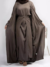 Load image into Gallery viewer, 3 Piece Abaya Kimono Sets Linene Open Abaya
