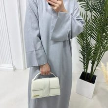 Load image into Gallery viewer, Closed Linen Abaya Dubai Luxury Plain Muslim Hijab Dress  Casual
