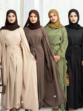 Load image into Gallery viewer, 3 Piece Abaya Kimono Sets Linene Open Abaya
